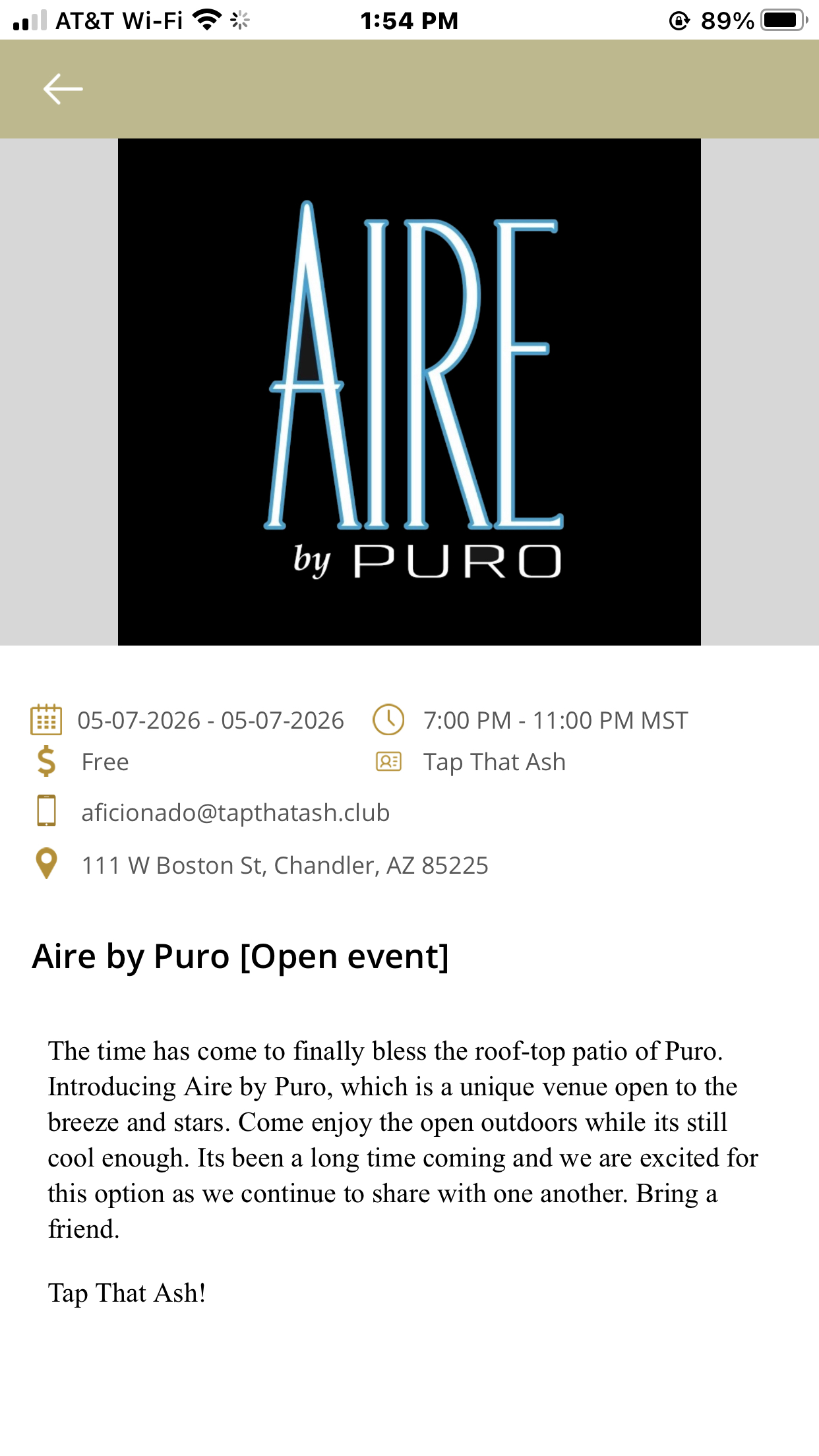 Aire by Puro [Open event] event preview