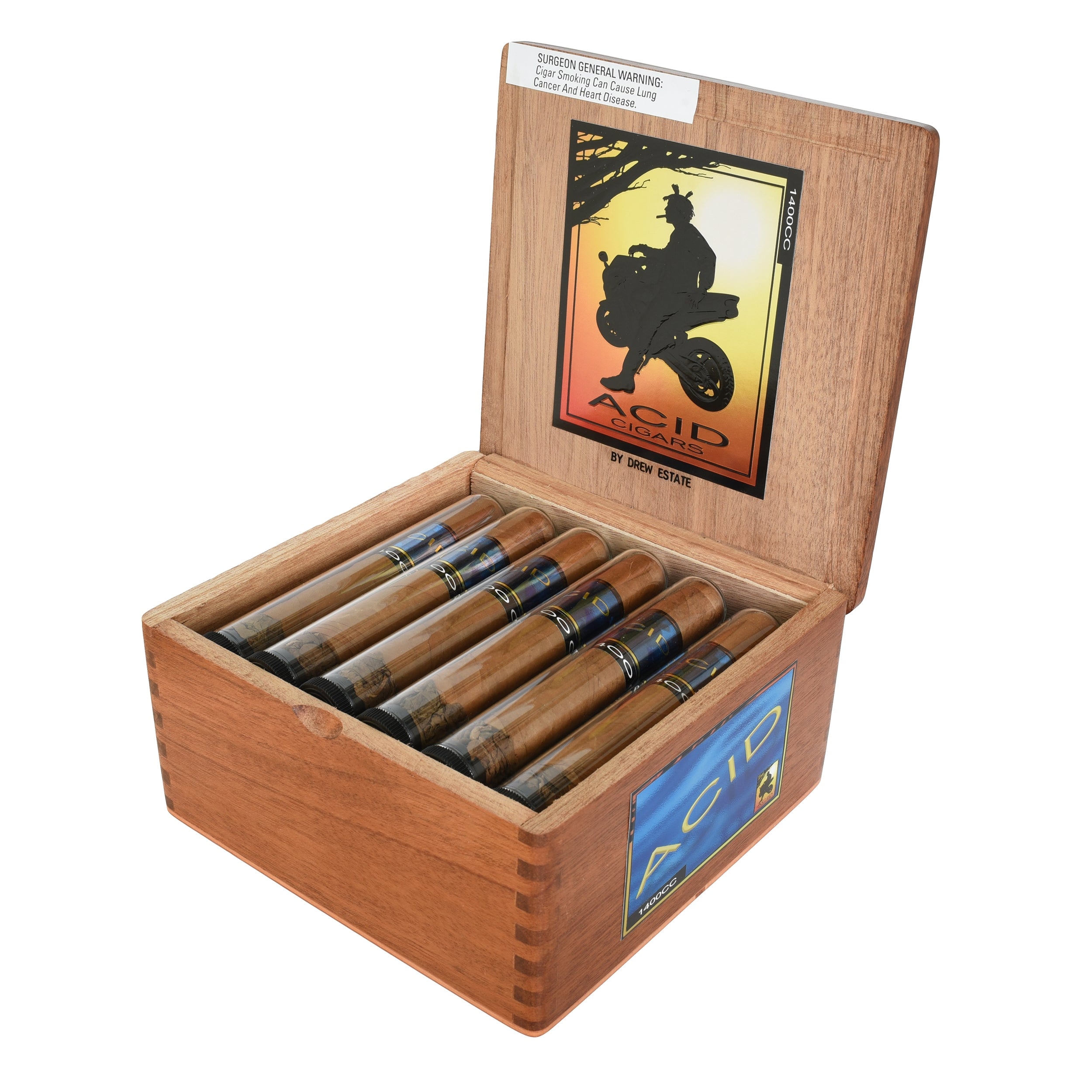 ACID 1400CC 18/BX open premium cigar box with Box of 18, Robusto, U.S.A. Connecticut Shade wrapper, Medium strength