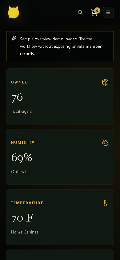 Yuzu digital humidor mobile screen
